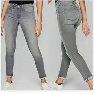 Athleta grey mid rise sculptek skinny denim jeans size 8